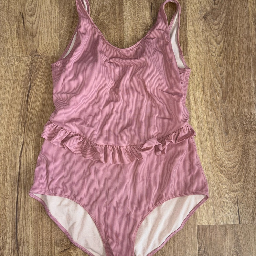 Kortni Jeane Dusty Rose Ruffle One-Piece Swimsuit